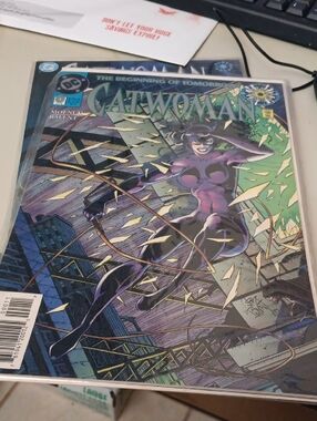 DC Catwoman Comic Cover in Purple and Green In A Sleeve